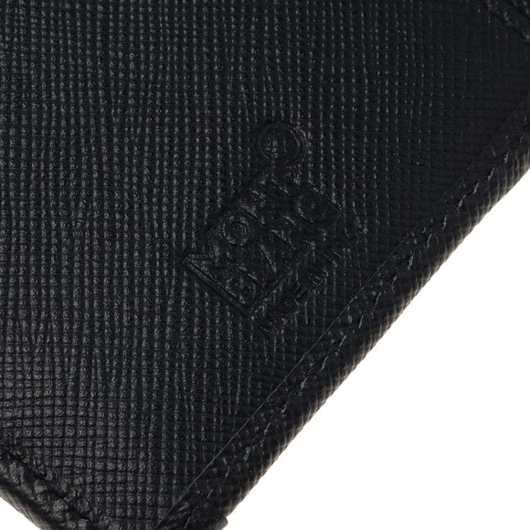 Pre Owned Montblanc Navy Blue Leather and Monogram Canvas Card Holder