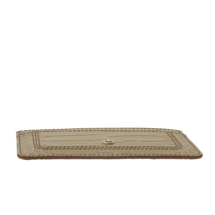 Pre Owned Montblanc Beige Croc Embossed Leather Card Holder