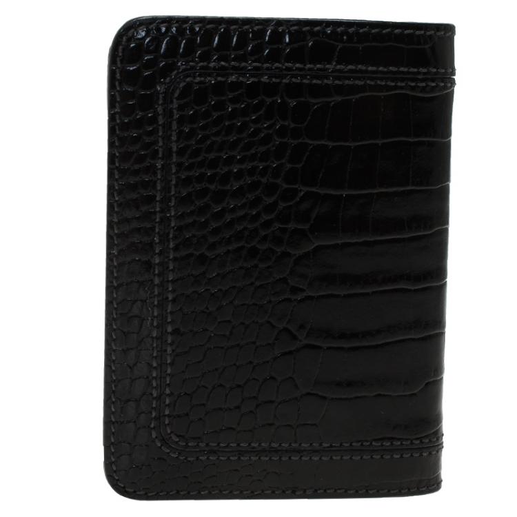 Pre Owned Montblanc Black Croc Embossed La Vie De Boheme Card Holder 