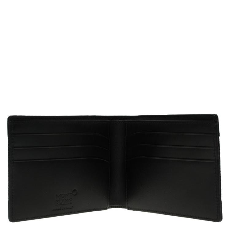 Pre Owned Montblanc Black Leather and Canvas Bifold Wallet