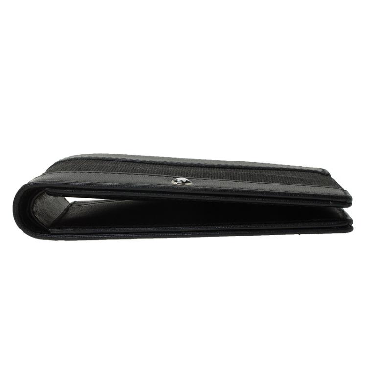 Pre Owned Montblanc Black Leather and Canvas Bifold Wallet
