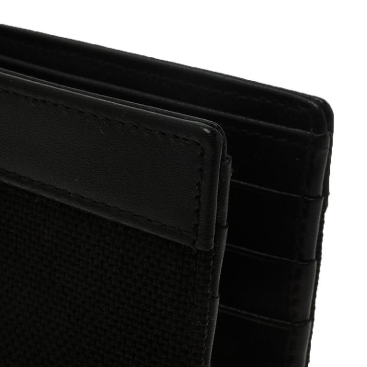Pre Owned Montblanc Black Leather and Canvas Bifold Wallet