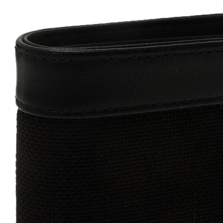 Pre Owned Montblanc Black Leather and Canvas Bifold Wallet