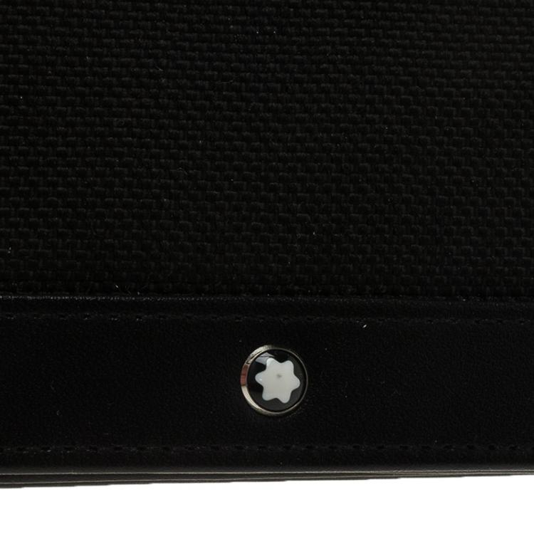 Pre Owned Montblanc Black Leather and Canvas Bifold Wallet
