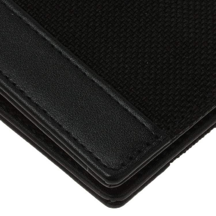 Pre Owned Montblanc Black Leather and Canvas Bifold Wallet