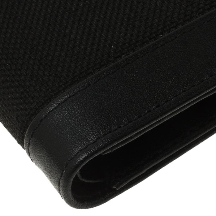 Pre Owned Montblanc Black Leather and Canvas Bifold Wallet