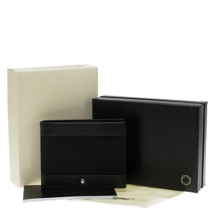 Pre Owned Montblanc Black Leather and Canvas Bifold Wallet