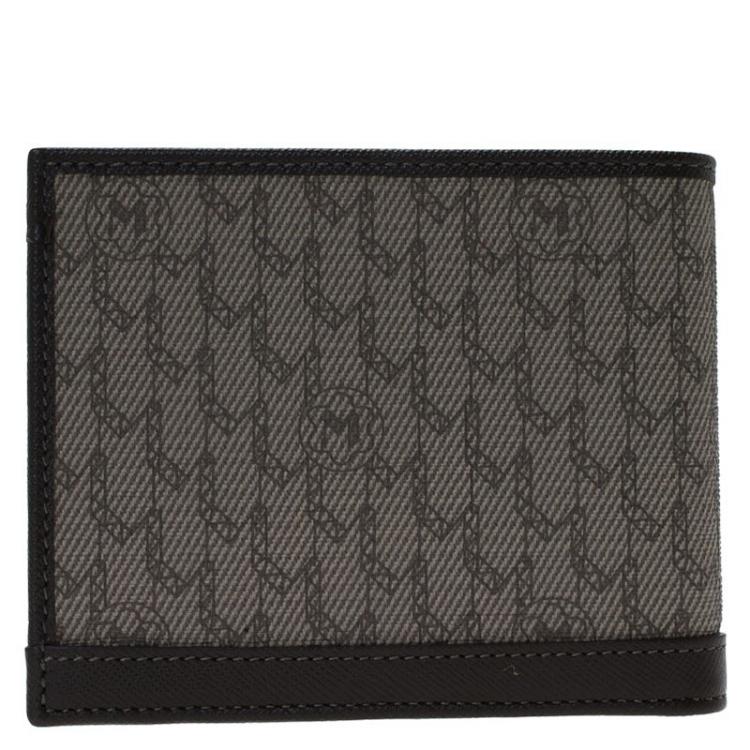 Pre Owned Montblanc Brown Leather and Monogram Canvas Bifold Wallet