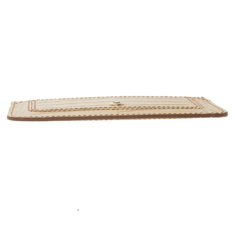 Pre Owned Montblanc Beige Croc Embossed Leather Card Holder