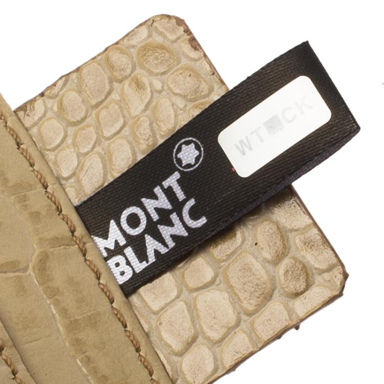 Pre Owned Montblanc Beige Croc Embossed Leather Card Holder