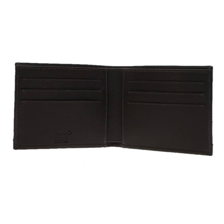 Pre Owned Montblanc Brown Coated Canvas and Leather Signature Bifold Wallet