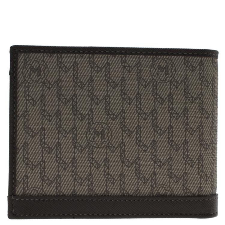 Pre Owned Montblanc Brown Coated Canvas and Leather Signature Bifold Wallet