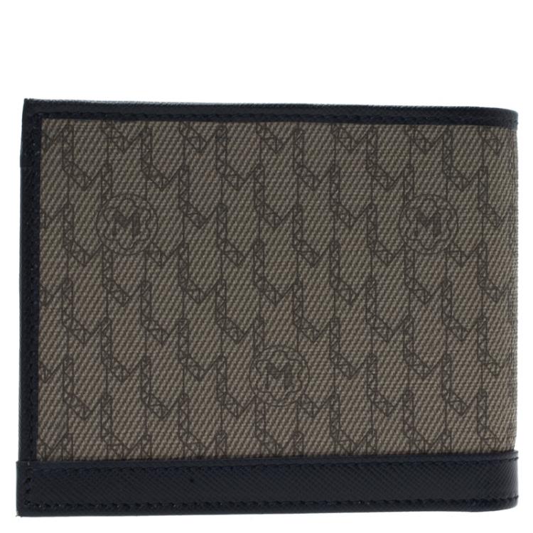 Pre Owned Montblanc Blue Coated Canvas and Leather Signature Bifold Wallet