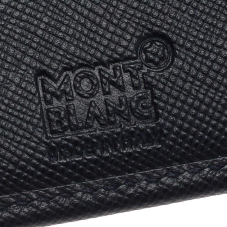 Pre Owned Montblanc Blue Coated Canvas and Leather Signature Bifold Wallet