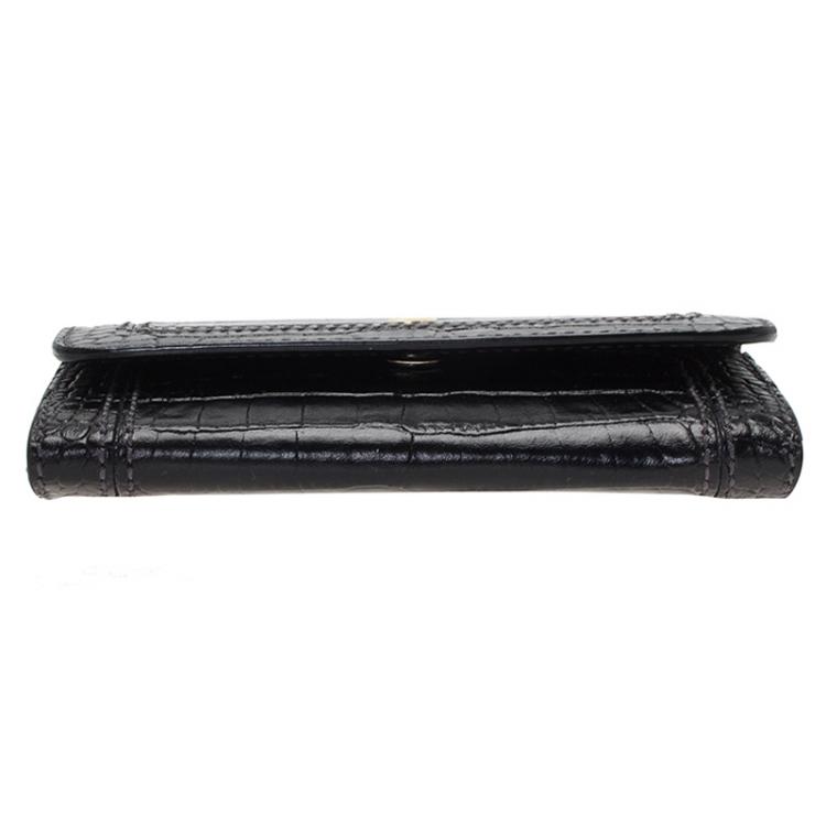 Pre Owned Montblanc Black Croc Embossed La Vie De Boheme Coin Case