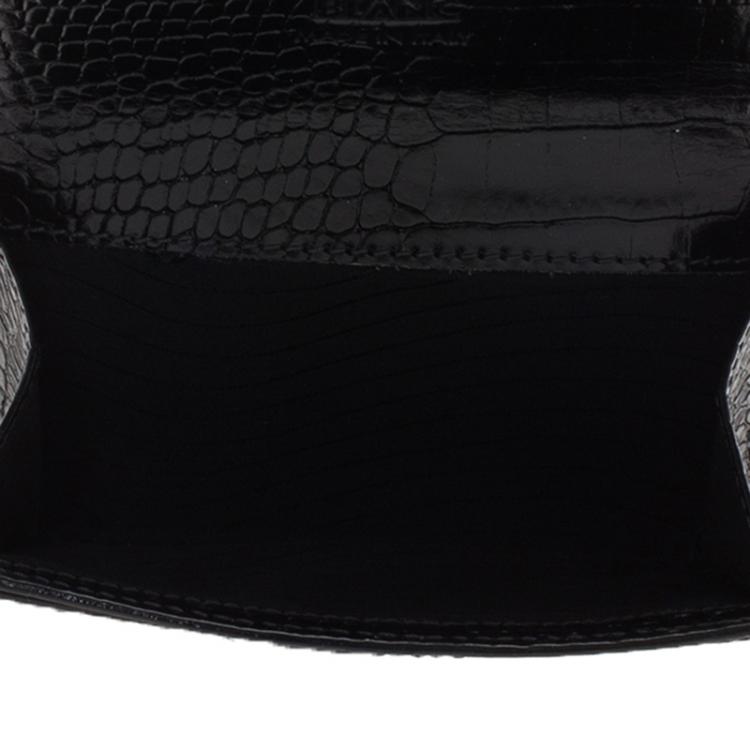 Pre Owned Montblanc Black Croc Embossed La Vie De Boheme Coin Case