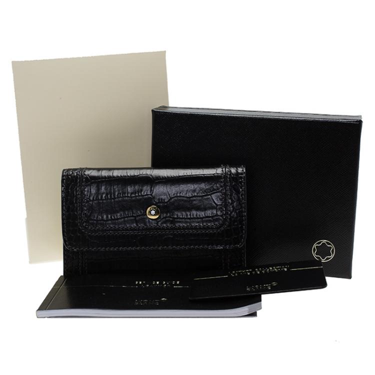 Pre Owned Montblanc Black Croc Embossed La Vie De Boheme Coin Case