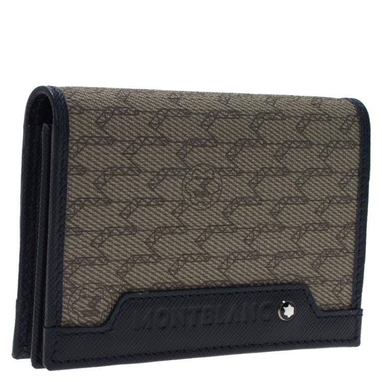 Pre Owned Montblanc Blue Coated Canvas and Leather Signature Card Holder