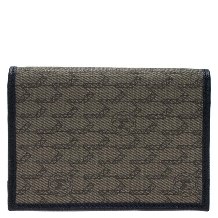 Pre Owned Montblanc Blue Coated Canvas and Leather Signature Card Holder