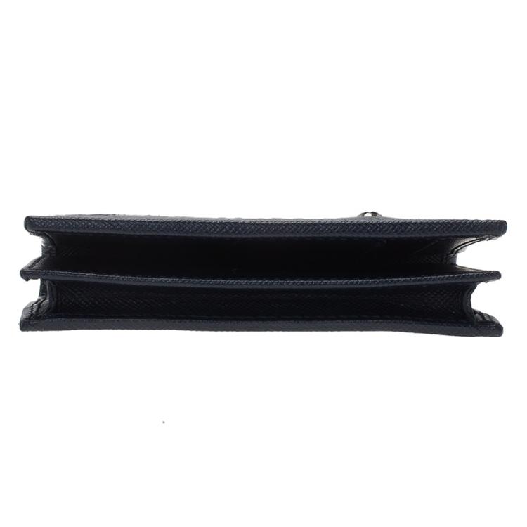 Pre Owned Montblanc Blue Coated Canvas and Leather Signature Card Holder