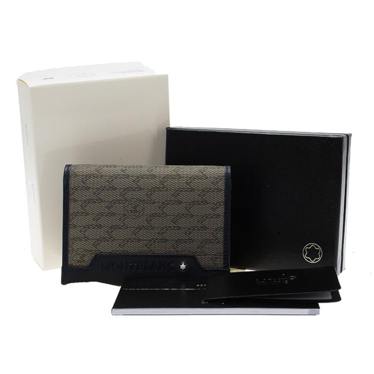 Pre Owned Montblanc Blue Coated Canvas and Leather Signature Card Holder