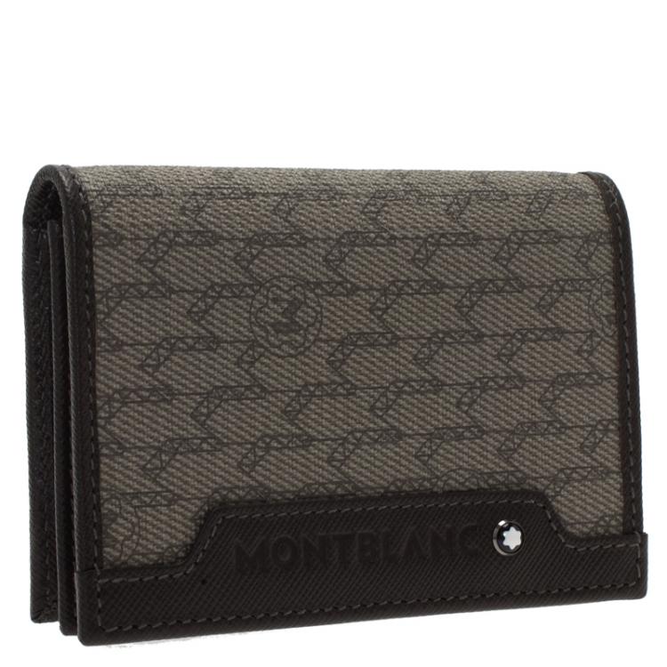 Pre Owned Montblanc Brown Coated Canvas and Leather Signature Card Holder