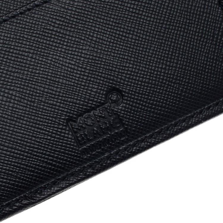 Pre Owned Montblanc Navy Blue/Beige Leather and Canvas Signature Bifold Wallet