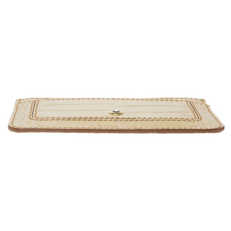 Pre Owned Montblanc Beige Croc Embossed Leather Card Holder