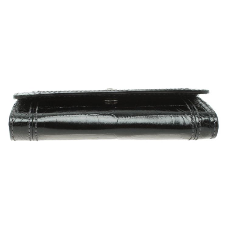 Pre Owned Montblanc Black Croc Embossed La Vie De Boheme Card Case