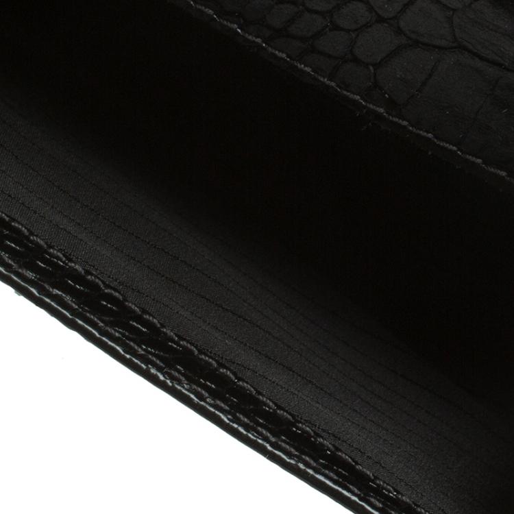 Pre Owned Montblanc Black Croc Embossed La Vie De Boheme Card Case