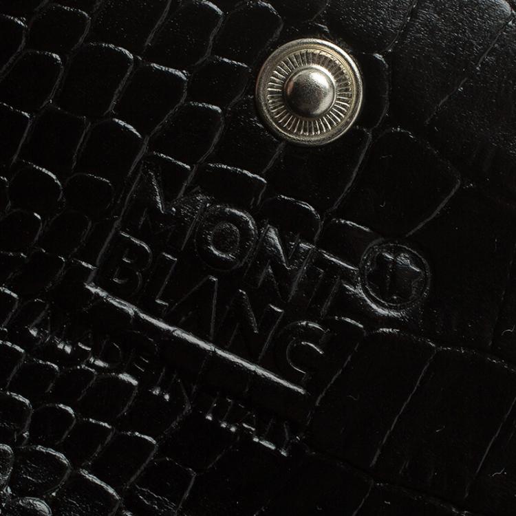 Pre Owned Montblanc Black Croc Embossed La Vie De Boheme Card Case