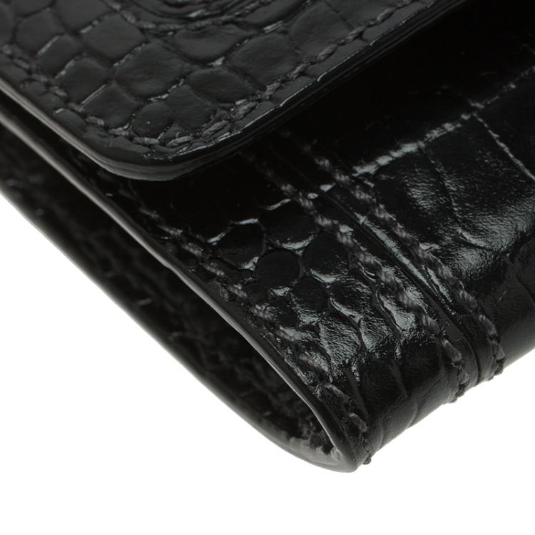 Pre Owned Montblanc Black Croc Embossed La Vie De Boheme Card Case