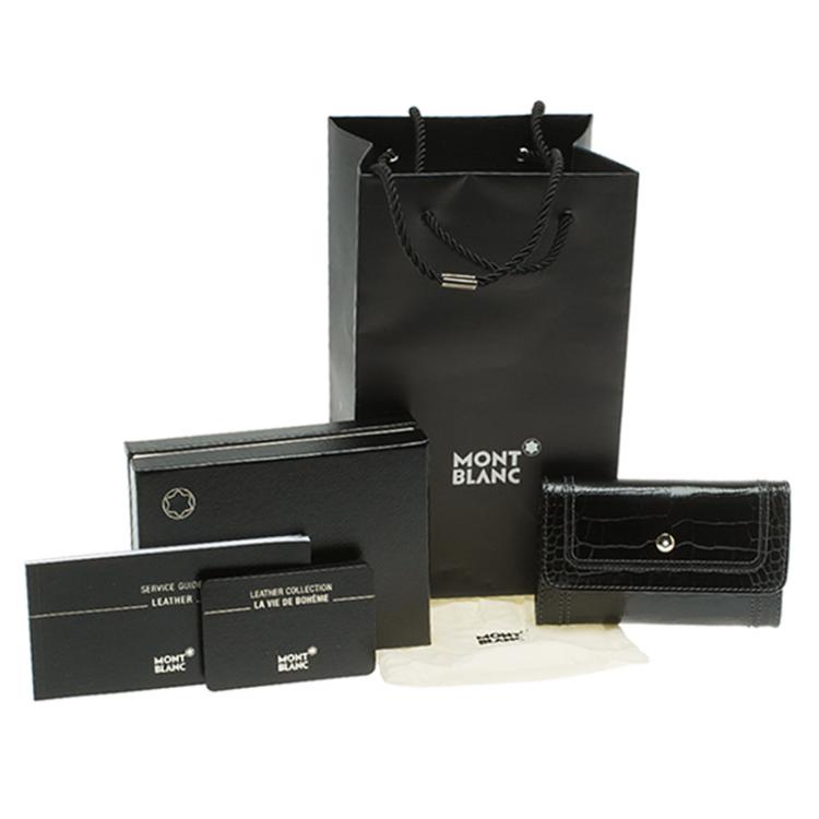 Pre Owned Montblanc Black Croc Embossed La Vie De Boheme Card Case
