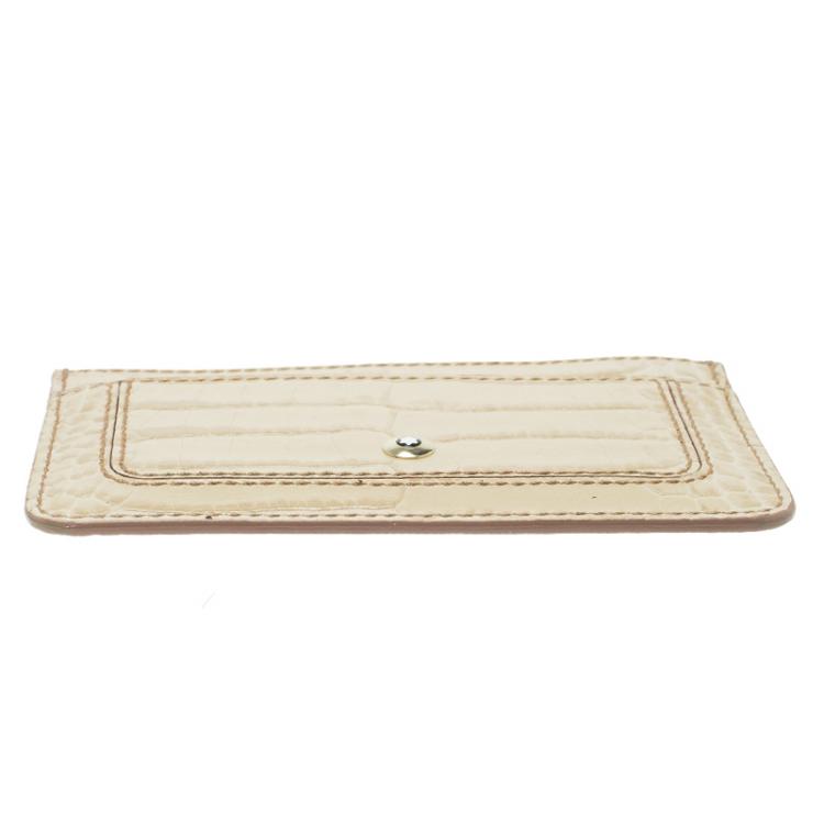 مملوكة مسبقًا Montblanc Beige Croc Embossed Leather Card Holder