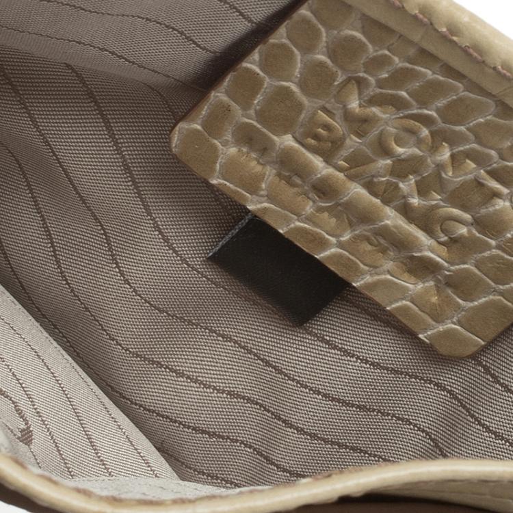 مملوكة مسبقًا Montblanc Beige Croc Embossed Leather Card Holder