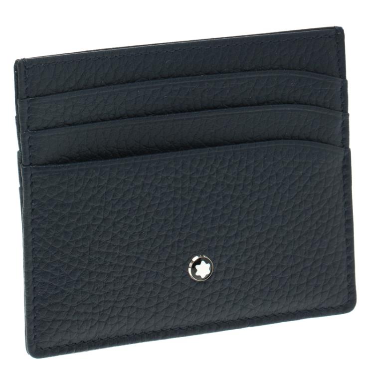Pre Owned Montblanc Dark Blue Leather Meisterstuck Card Holder 6CC