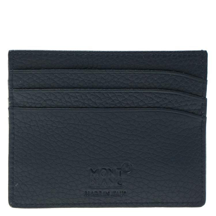 Pre Owned Montblanc Dark Blue Leather Meisterstuck Card Holder 6CC