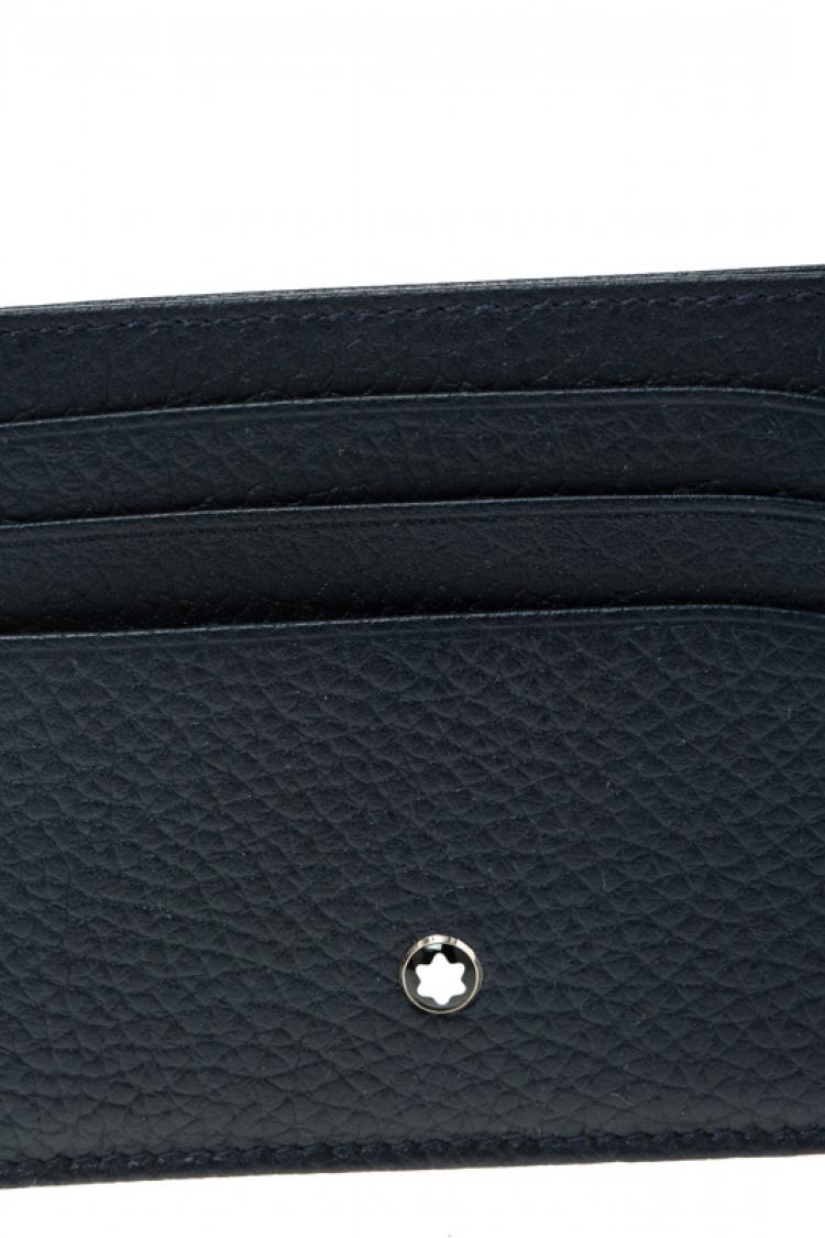 Pre Owned Montblanc Dark Blue Leather Meisterstuck Card Holder 6CC