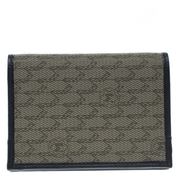 Pre Owned Montblanc Blue Coated Canvas and Leather Signature Card Holder