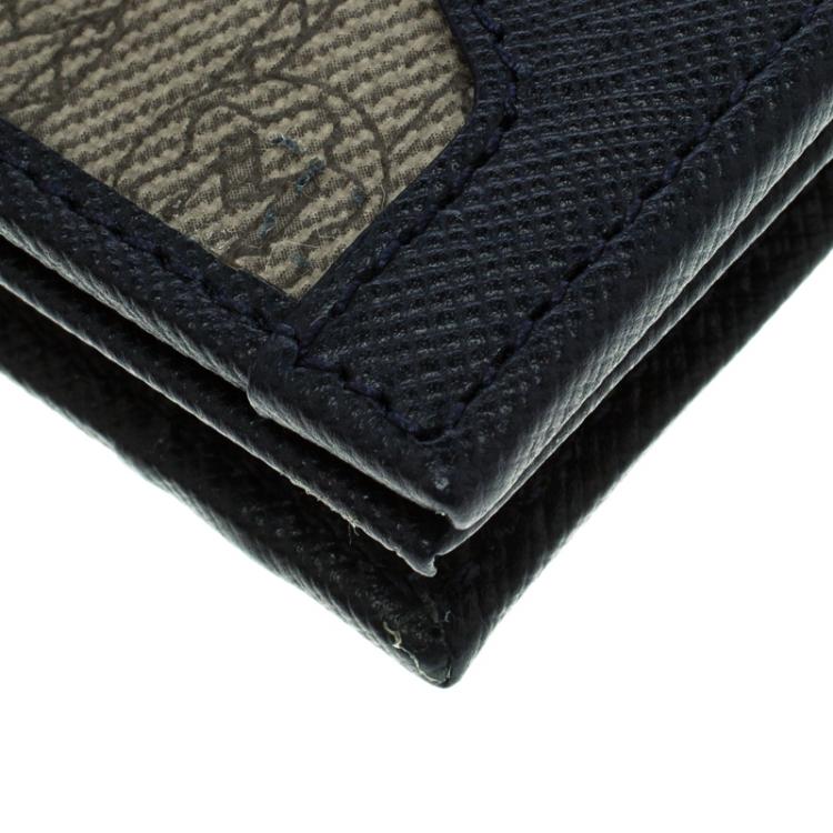 Pre Owned Montblanc Blue Coated Canvas and Leather Signature Card Holder