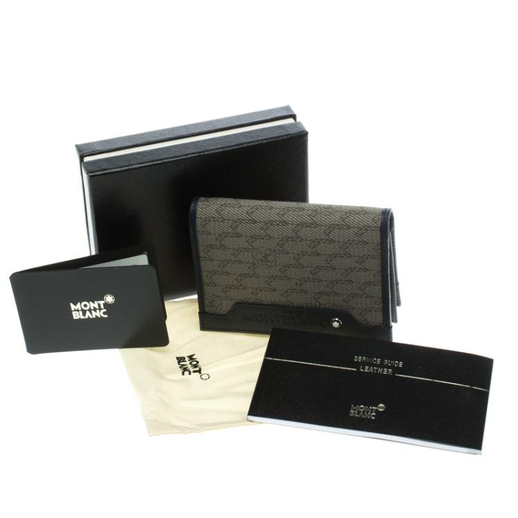Pre Owned Montblanc Blue Coated Canvas and Leather Signature Card Holder