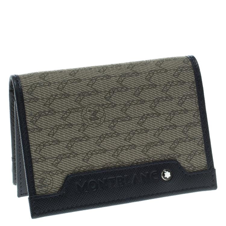 Pre Owned Montblanc Blue Coated Canvas and Leather Signature Card Holder