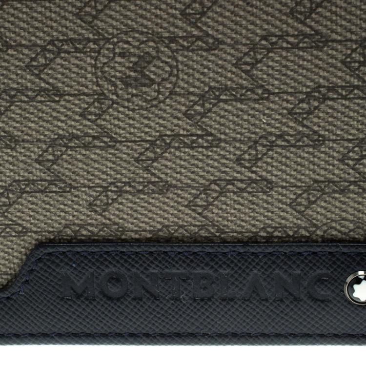 Pre Owned Montblanc Blue Coated Canvas and Leather Signature Card Holder