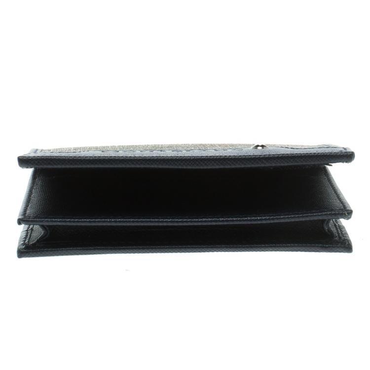 Pre Owned Montblanc Blue Coated Canvas and Leather Signature Card Holder