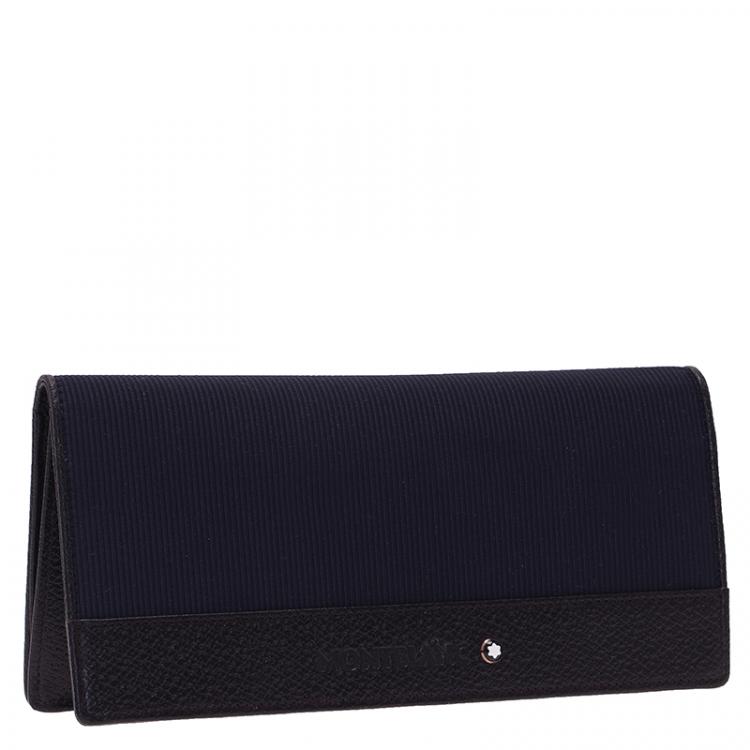 Pre Owned Montblanc Navy Blue Leather Night Flight Wallet