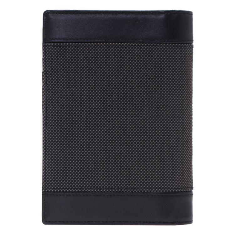 Pre Owned Montblanc Black Leather and Woven Jacquard Passport Holder