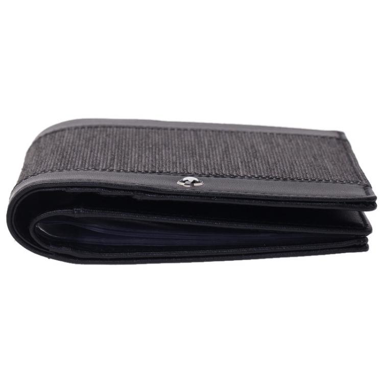 Pre Owned Montblanc Black Leather and Woven Jacquard Passport Holder