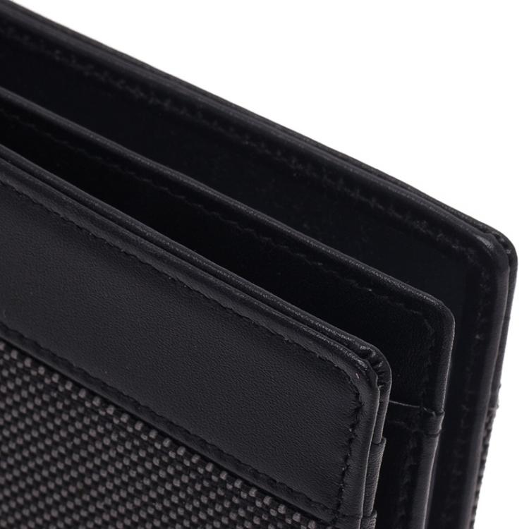 Pre Owned Montblanc Black Leather and Woven Jacquard Passport Holder