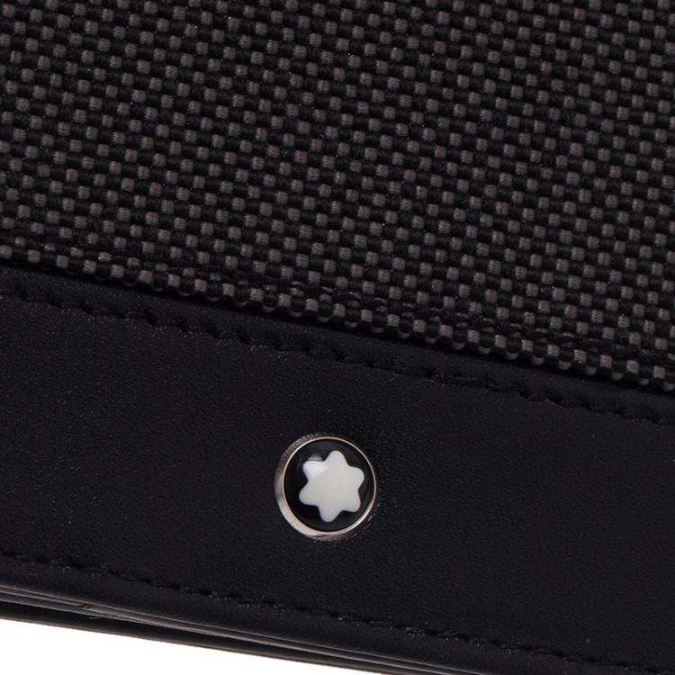 Pre Owned Montblanc Black Leather and Woven Jacquard Passport Holder