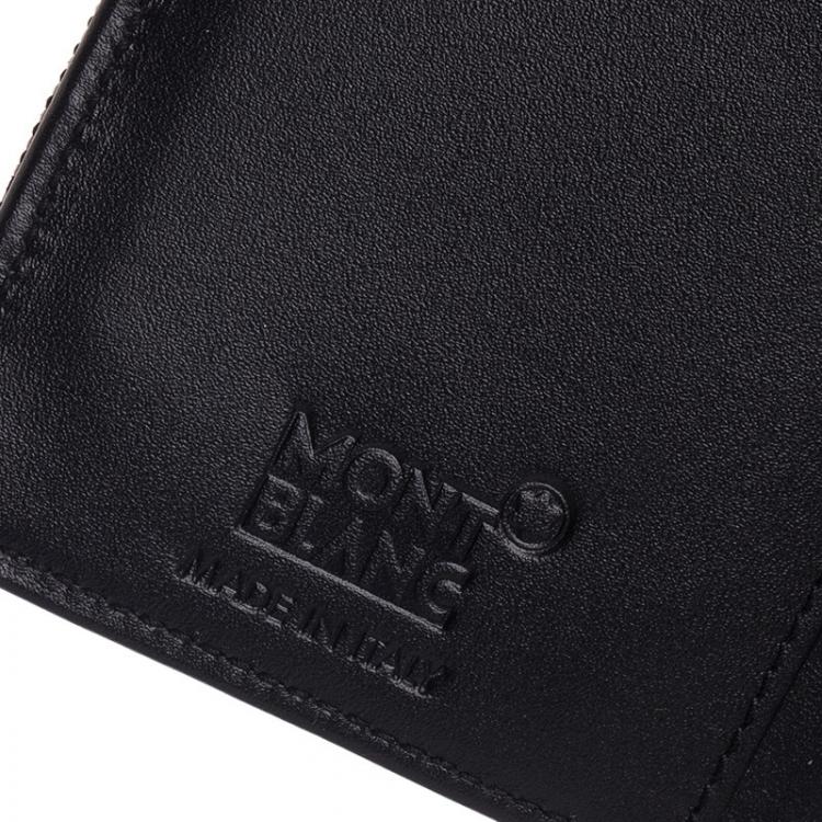 Pre Owned Montblanc Black Leather and Woven Jacquard Passport Holder